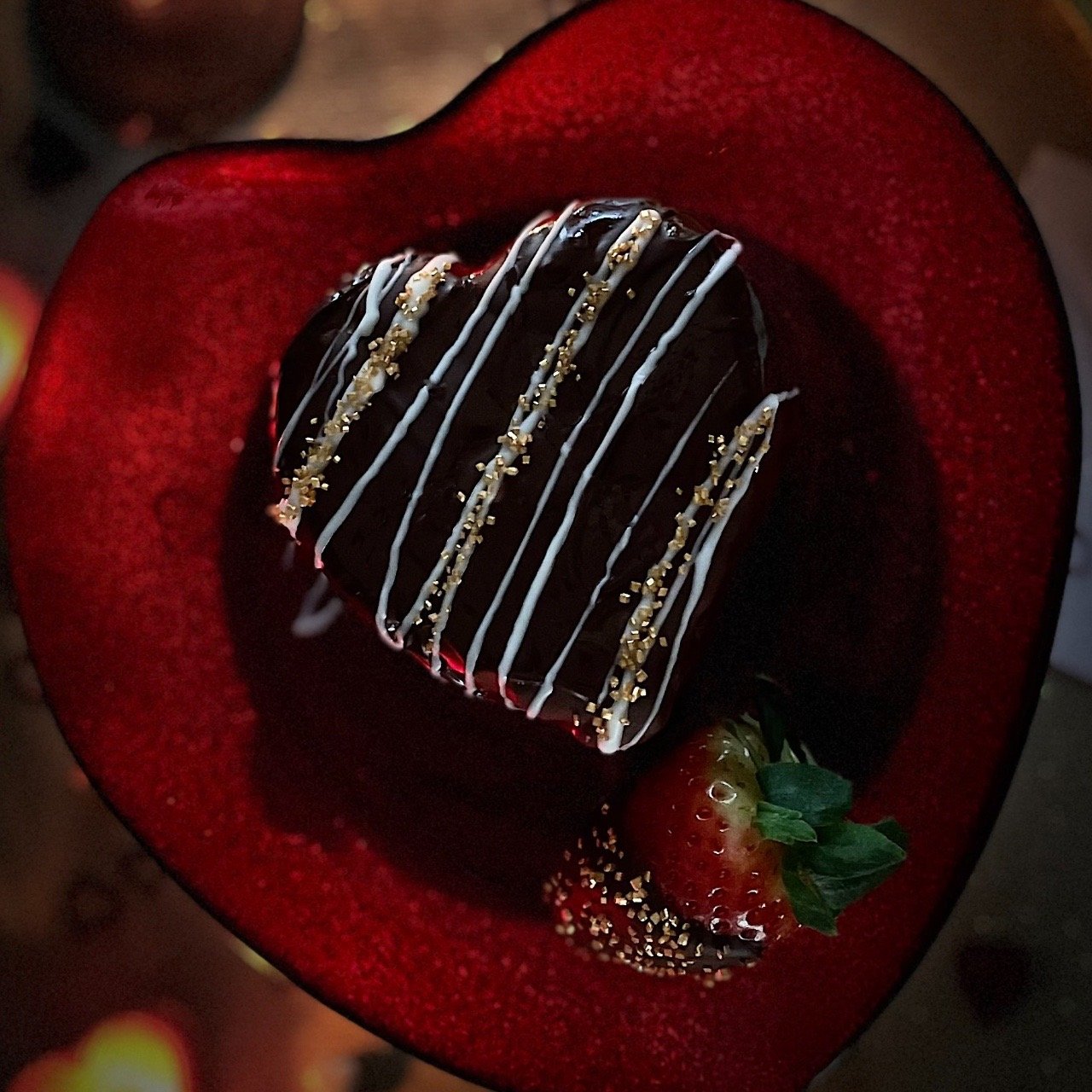 Chocolate Enrobed Heart Brownie Cake