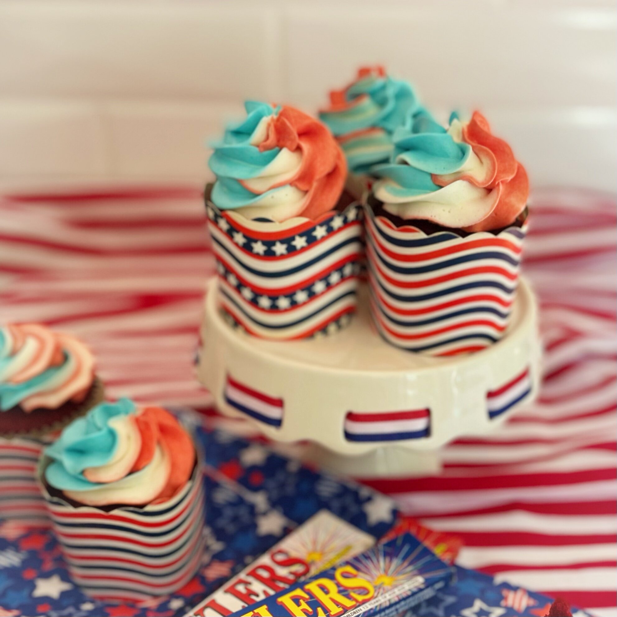 Red, White and Blue Cupcakes