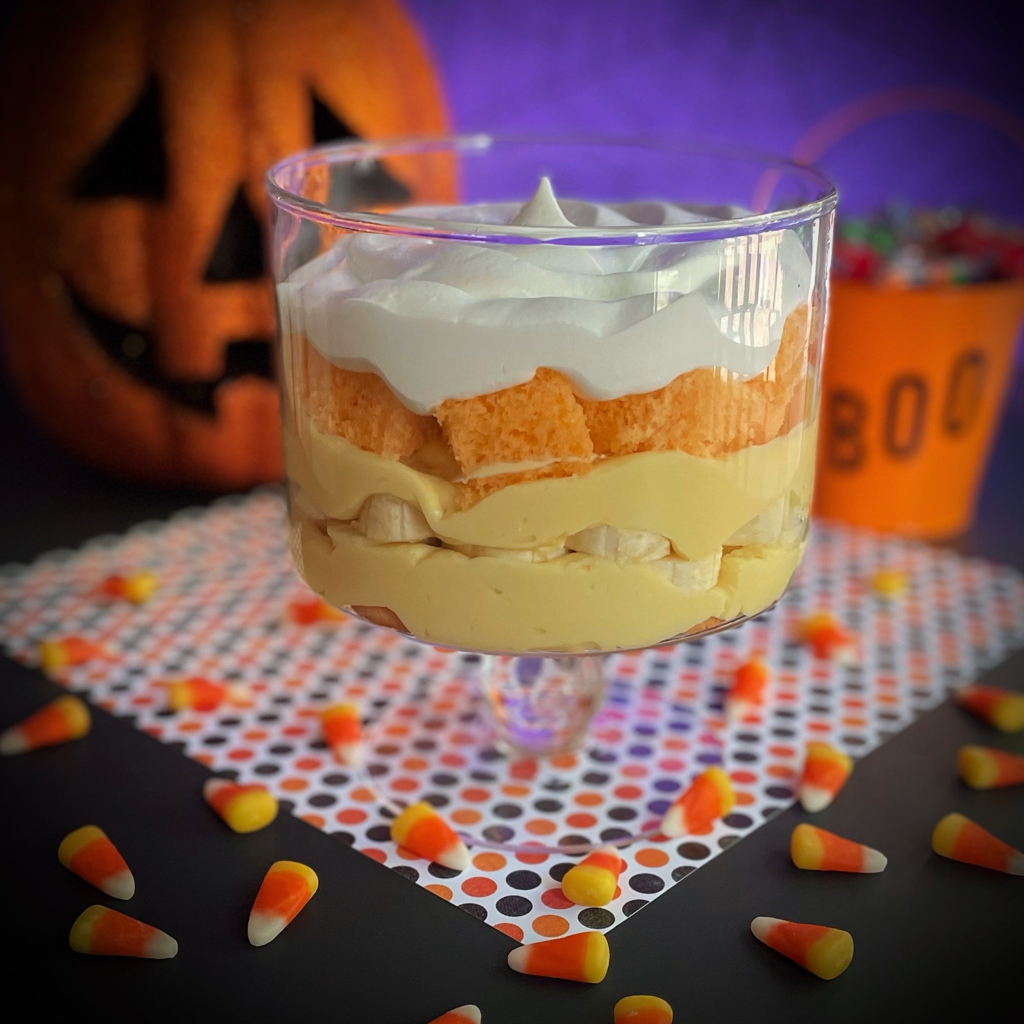 Candy Corn Banana Pudding Trifle