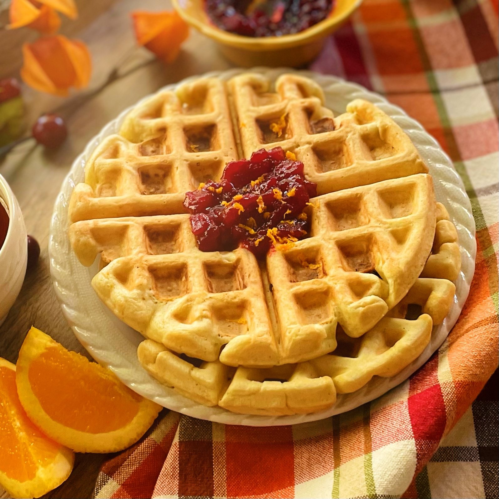 Cranberry Orange Waffles