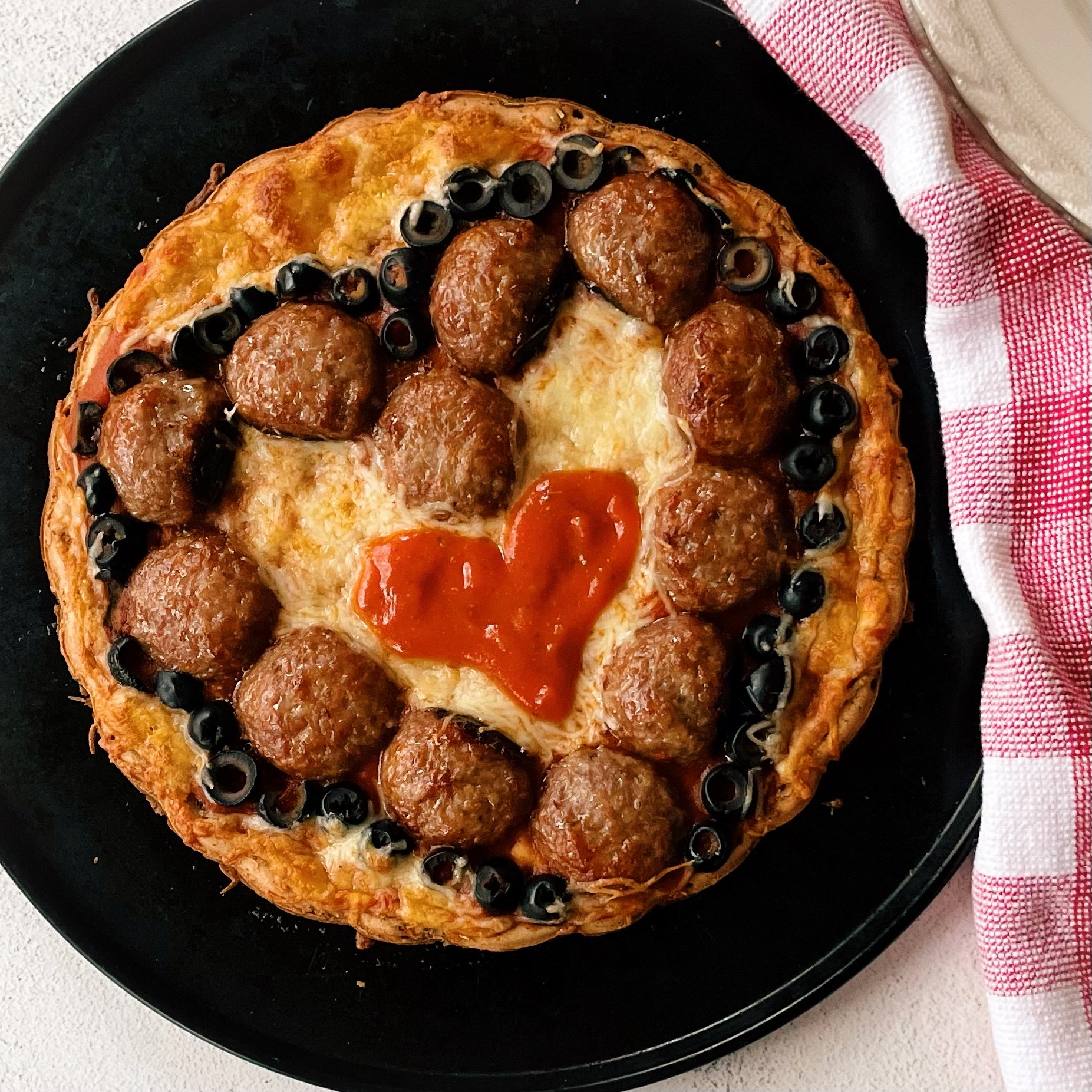 Meatball Heart Pizza