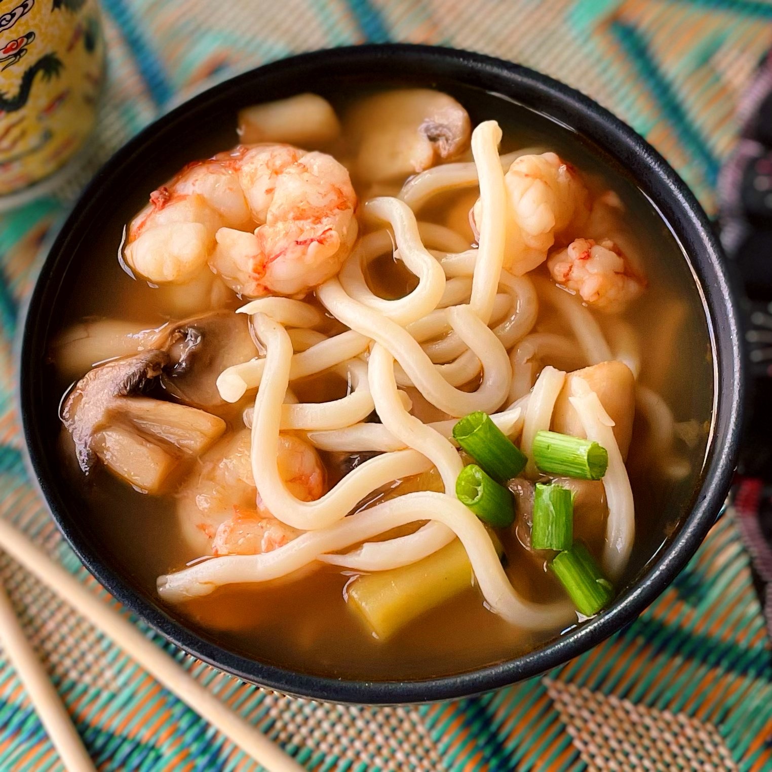 Spicy Shrimp Udon Noodle Soup