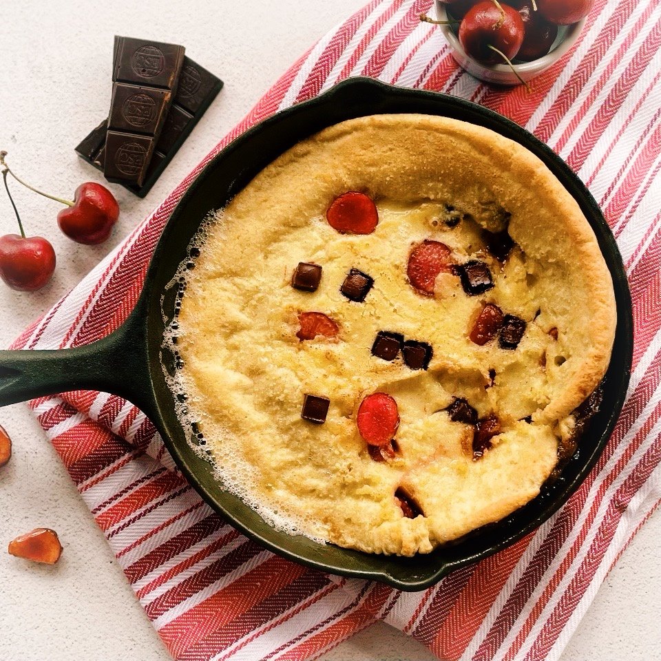 Chocolate Cherry Dutch Baby Pancake