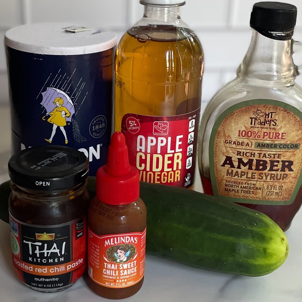 ingredients to make quick pickled cucumbers