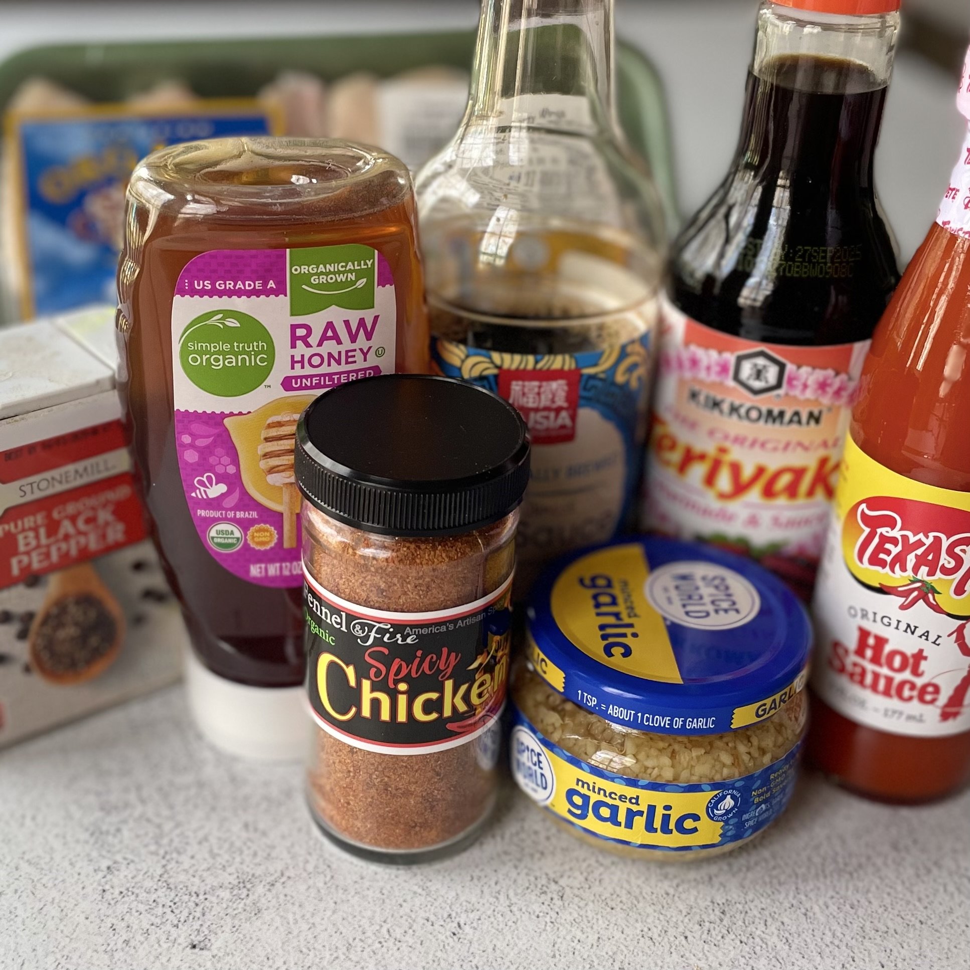 Ingredients for teriyaki chicken wings baked in the oven, easy recipe.