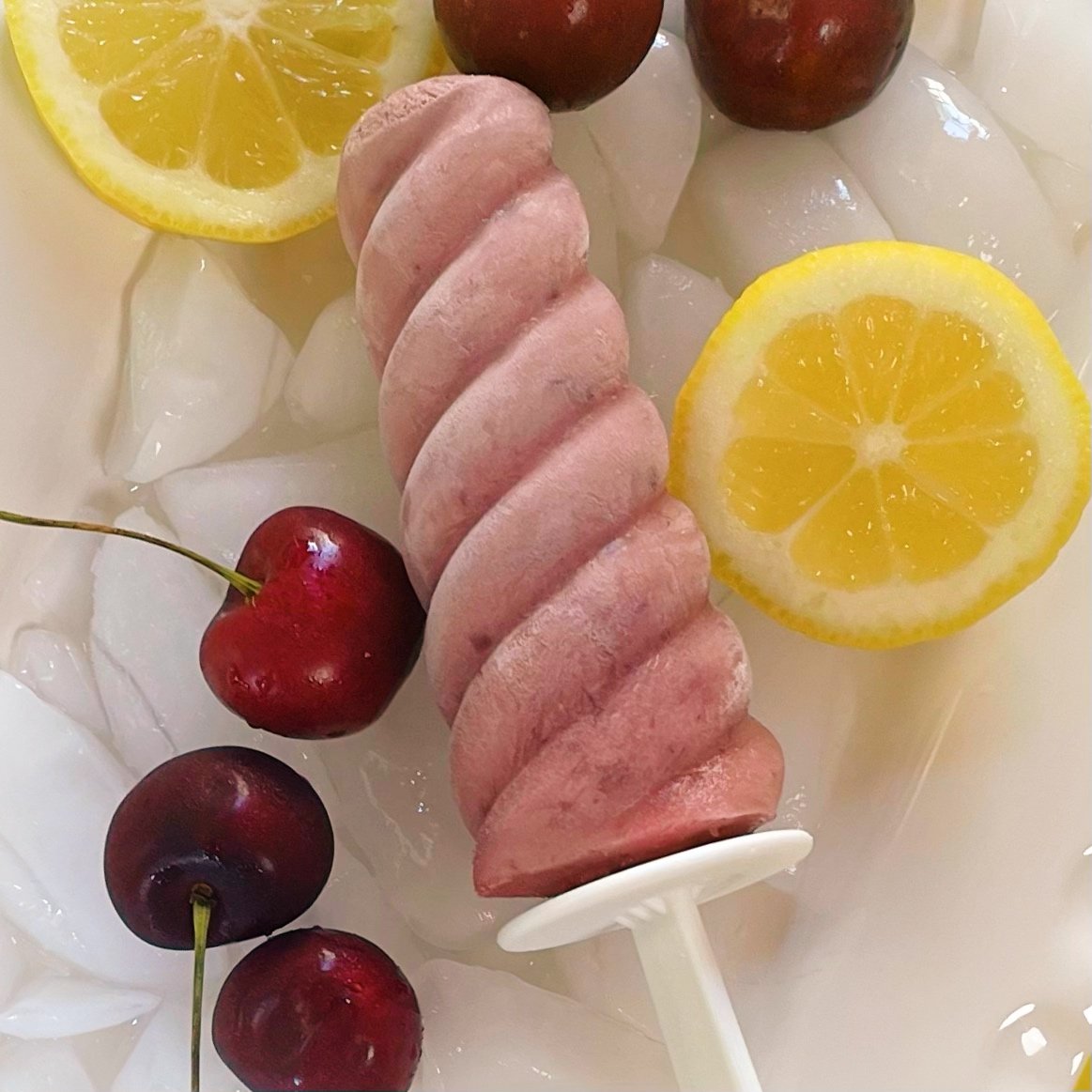 Dairy free cherry pie popsicle frozen treat idea for summer snacking.